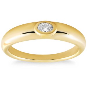 Pompeii3 Oval Diamond 14k Yellow Gold Stackable Dome Polished Band Bezel Ring Lab Created - 1 of 3