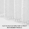 Aoibox White Boho Fabric Shower Curtain with Tassel, Modern Textured Farmhouse Minimalist Design, Tufted Chevron Striped Water Resistant Cloth Curtain - 3 of 4