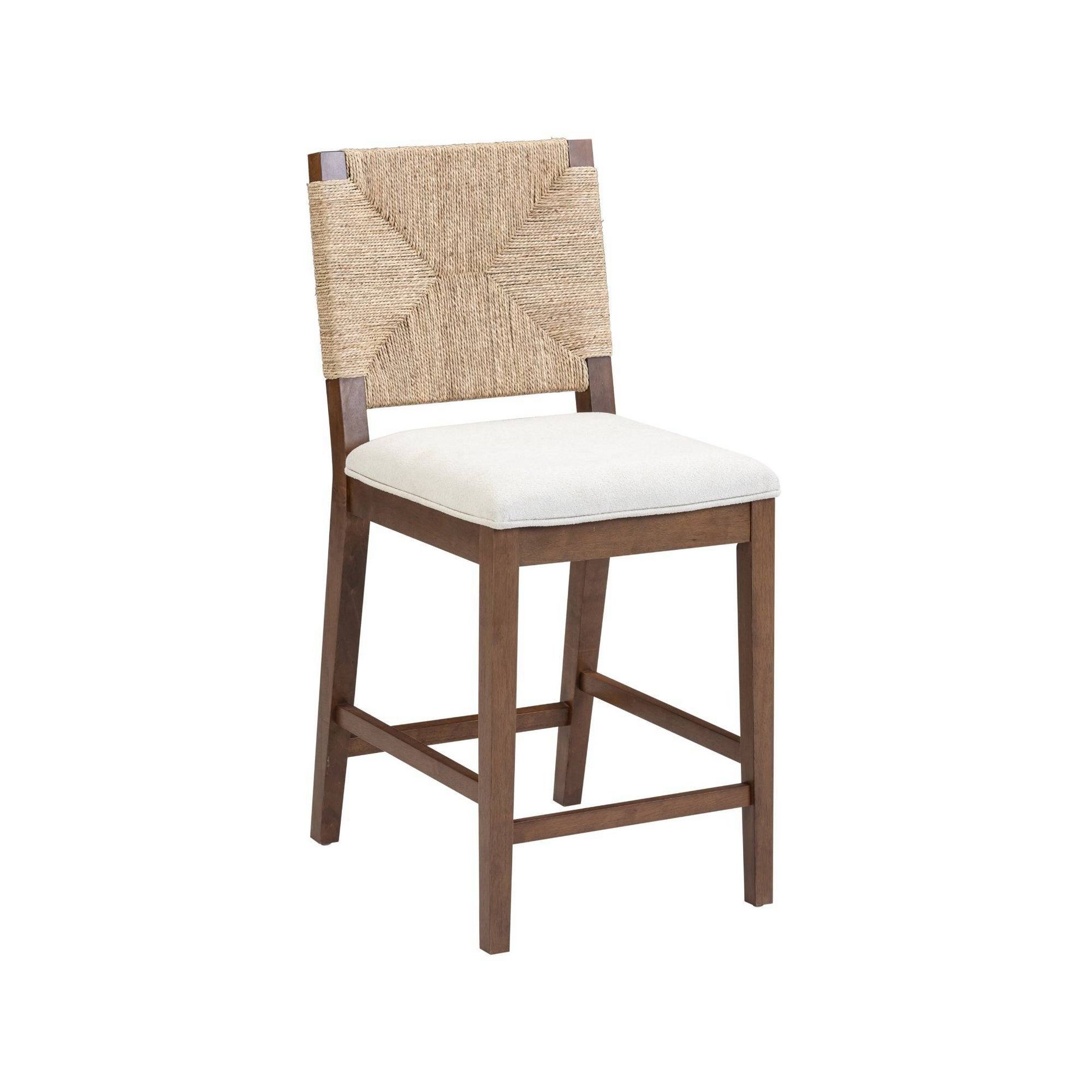 Nathan James Boucle & Seagrass Counter Height Bar Stool Dark Brown