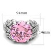 Slickblue Women’s Ring, Silver, Large Rose CZ Center, Decorative Pave Design, Polished Stainless Steel, Sizes 5-10 - 2 of 4
