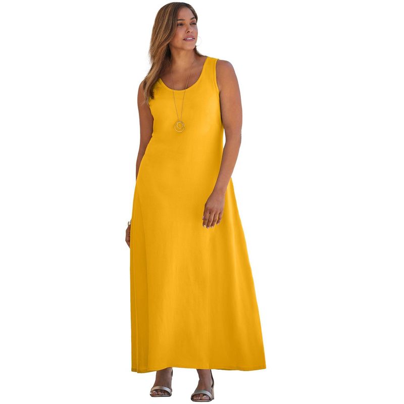 Jessica London Women's Plus Size Stretch Cotton Tank Maxi Dress, 1 of 2