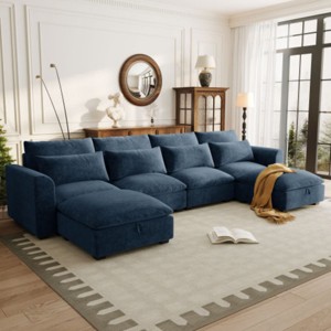 Modular Convertible Sofa with 2 Storage Ottomans, U-Shaped Oversized Sofa Set, Free Configuration Sectional Couch for Living Room-Maison Boucle - 1 of 4