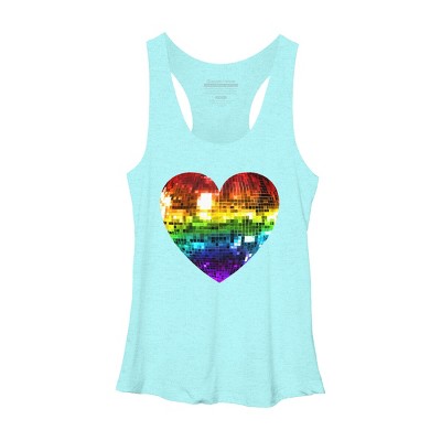 Adult Design By Humans Rainbow Disco Ball Heart By melvillesRacerback Tank Top
