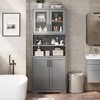 Space-Maximizing 67" Gray Cabinet: Tempered Glass Door Pantry w/ Adjustable Shelves - Bathroom Storage to Living Room Display Solution - 4 of 4