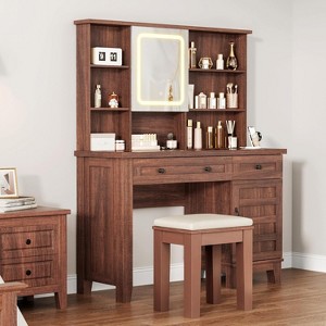 MDF Dressing Table Vanity Set with Chair - Makeup Vanity Table, Bedroom Vanity, Vanity Desk, Vanity Mirror Table, Vanity Furniture - 1 of 4
