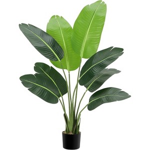 Artificial Bird of Paradise Plant Fake Palm Tree, 8 Trunks Faux Leaves for Indoor Outdoor Decor - 1 of 4