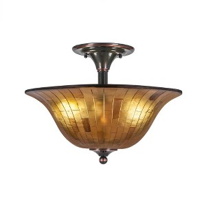 Toltec Lighting Any 2 - Light Flush Mount in  Black Copper with 16" Penshell Resin Shade - 1 of 1