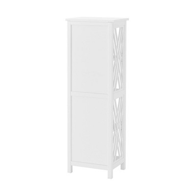 White Adjustable Wood Bath Tall Storage Shelf