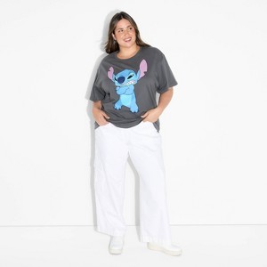 Women's Stitch Attitude Oversized Short Sleeve Graphic T-Shirt - Slate Gray - 1 of 3