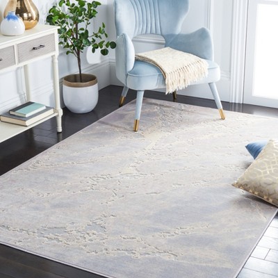 Gray Viscose Rectangular Non-slip Area Rug