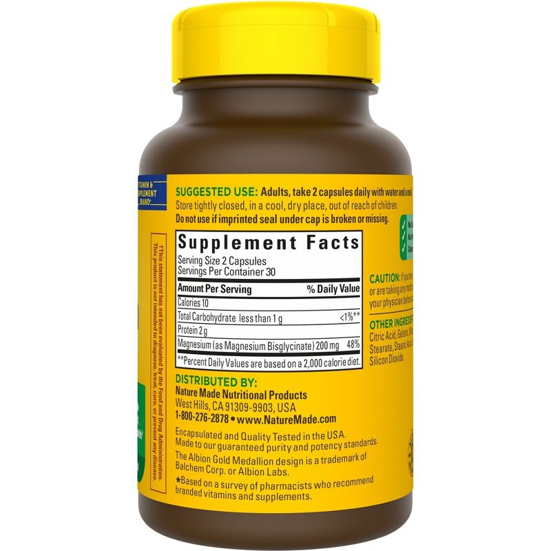 Nature Made High Absorption Magnesium Glycinate 200mg Supplement Capsules - 60ct, 3 of 12