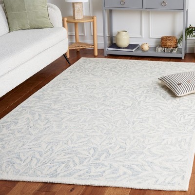 Light Gray Floral Hand-Tufted Wool Area Rug, 3' x 5'