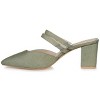 Journee Signature Womens Genuine Leather Kaitlynn Mules Low Block Heel Almond Toe Pumps - 2 of 4