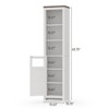 Freestanding Narrow Tall Storage Cabinet with Door and Adjustable Shelves, White - 2 of 4