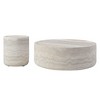 Gulches Set of 2 Round Faux Mars Faux Travertine Coffee Side Table Modern Sturdy Easy Clean Space Saver for Living Room Small Home - 2 of 4