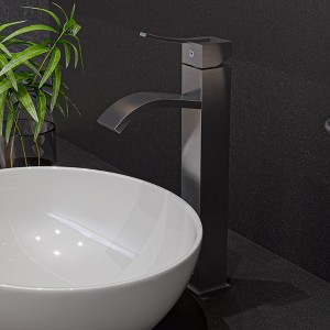ALFI  AB1158-BN Tall Brushed Nickel Tall Square Body Curved Spout Single Lever Bathroom Faucet - 1 of 4