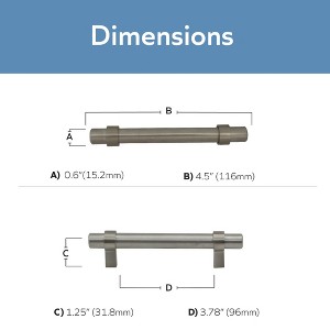 Admira Brushed Satin Nickel 3-3/4" 96MM Cabinet Pull - Set of 5 - 1 of 4