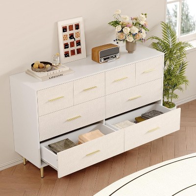 Modern White Dresser for Bedroom, Slim 3 Drawer Dresser, Wooden Chest of Drawer with Metal Legs, TV Stand Storage Organizer Cabinet for Apartments