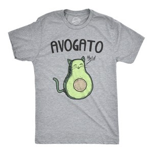 Mens Avogato Funny T shirt Avocado Cat Tee Cute Cat Face Graphic Novelty Humor - Crazy Dog Men's T Shirt - 1 of 4