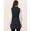 Allegra K Women's Lapel Collar Sleeveless Long Coat Double Breasted Belt Waist Trench Vest - 4 of 4