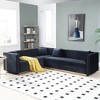 Luxurious 100.8 Velvet Upholstered L-Shaped Corner Sectional Sofa with Vertical Channel Tufting, Gold Base, and 4 Pillows - 2 of 4