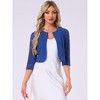 INSPIRE CHIC Women's Work Floral 3/4 Lace Trim Sleeves Open Front Bolero Shrug - 2 of 4