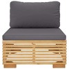 vidaXL Wooden Patio Middle Sofa - Solid Teak Wood Outdoor Furniture with Dark Gray Cushions - Comfortable and Flexible Layouts for Garden - 4 of 4