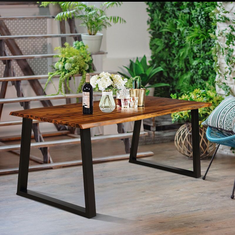 Tangkula Rectangular Acacia Wood Dining Table Rustic Indoor &Outdoor Furniture, 3 of 11