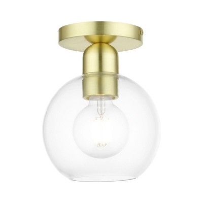 Livex Lighting Downtown 1 - Light Semi-Flush Mount in  Satin Brass