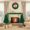Tangkula Pre-Lit Holiday Christmas 4-Piece Set Door Wreath & Garland & Pack of 2 Entrance Trees W/ 200 LED Lights & Red Berries - 3 of 4