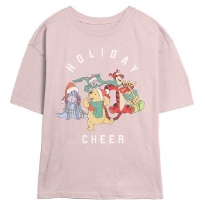 Juniors Winnie the Pooh Christmas Holiday Cheer Friends T Shirt - 1 of 4