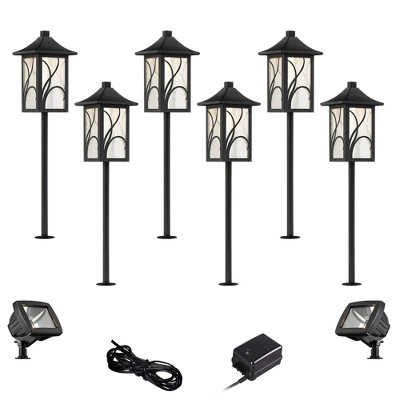 John Timberland Sleator Textured Black 10-Piece LED Path and Flood Light Set