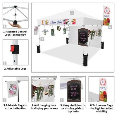 White 10x10 Water-Resistant Polyester Commercial Canopy with Sidewall