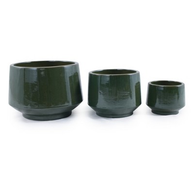 Wooakway 15" Dia Outdoor Indoor Ceramic Planter Pot Decorative Planter with Drainage Hole Patio Flower Pot