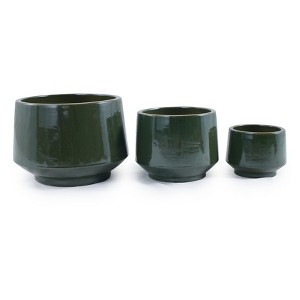 Wooakway 15" Dia Outdoor Indoor Ceramic Planter Pot Decorative Planter with Drainage Hole Patio Flower Pot - 1 of 4