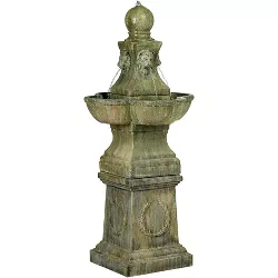 John Timberland Tuscan Outdoor Floor Water Fountain 54" High Bubbler Pedestal Lion Heads for Yard Garden Patio Deck