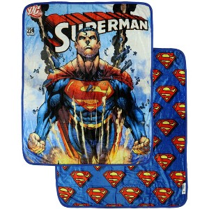 DC Comics Superman Blanket Double Sided Silk Touch Throw 50" X 60" Multicolored - 1 of 4