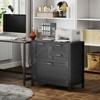 HOMCOM 4 Drawer File Cabinet, Farmhouse Lateral Filing Cabinet with Adjustable Hanging Rails for Letter/A4/Legal Size Files, Printer Stand, Black - 2 of 4