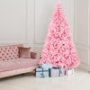 6 FT Artificial Christmas Tree, Unlit Christmas Pine Tree with 1000 Branch Tips and Sturdy Metal Stand for Office Home Store Party Holiday Decor, Pink - 2 of 4