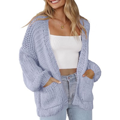 Womens Sweater Cardigan Open Front Pocket Cardigan Knit Sweater Tops