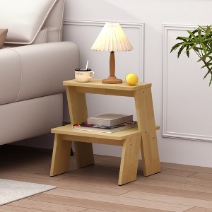 FONTOI End Table with Double Shelf for Living Room and Bedroom Featuring Smooth Natural Finish and Simple Design, Brown 13.78"*23.62"*23.62" - 1 of 4