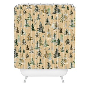 Ninola Design Watercolor Pine Spruces Christmas Shower Curtain - Deny Designs - 1 of 3