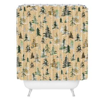Ninola Design Watercolor Pine Spruces Christmas Shower Curtain - Deny Designs