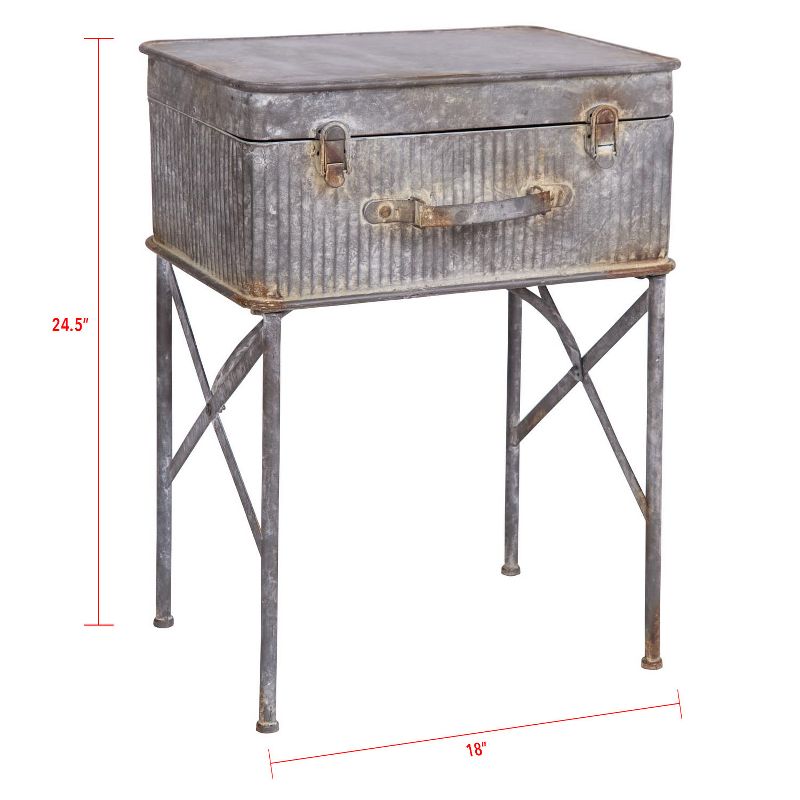 Distressed Metal Suitcase Side/End Table - Foreside Home and Garden, 5 of 6