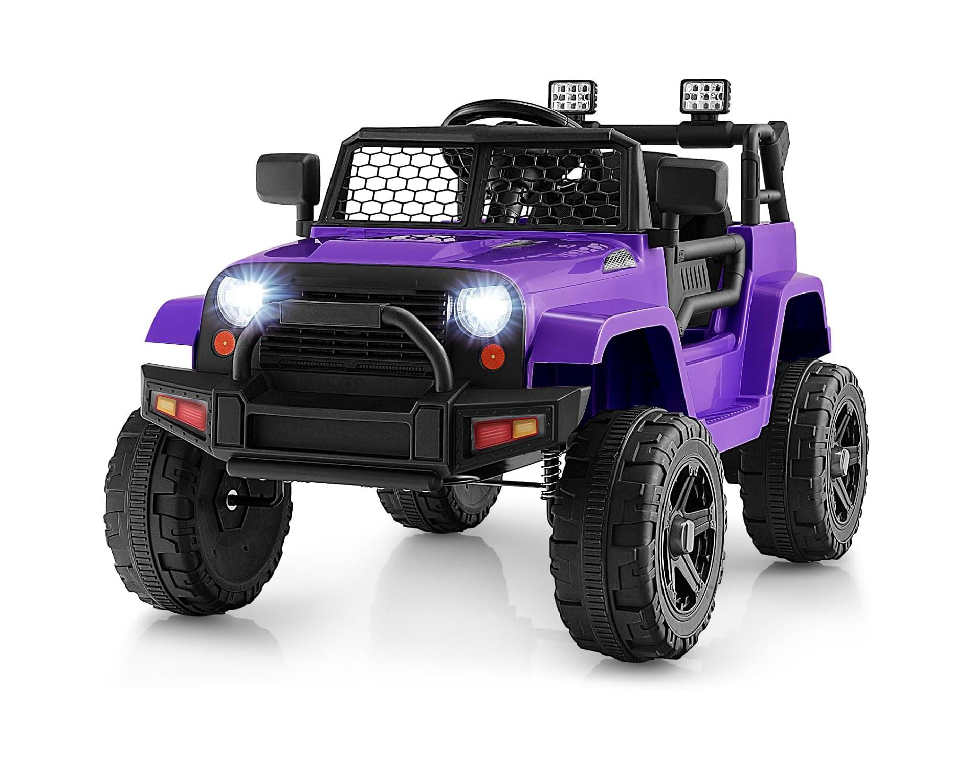 Costway 12V Kids Ride On Car Electric Vehicle Jeep with Parental Remote Music Horn Headlights Slow Start Function Purple