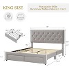 Velvet Upholstered Bed Frame Full/Queen/King w/2 Storage Drawers & Wingback Headboard, Wood Slat Support, No Box Spring Needed, Noise-Free - 2 of 4