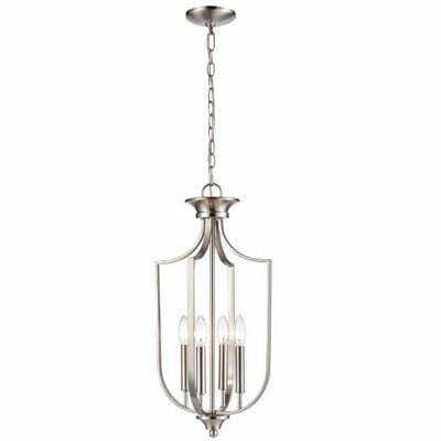 Brushed Nickel 4-Light Glass Pendant for Kitchen Island