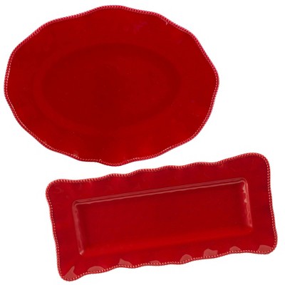 Certified International 2pc Perlette Serving Platter Set Red