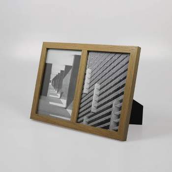 10.87" x 7.76" Thin Double Opening Frame Holds 2 (5" x 7") Photos Natural - Room Essentials™