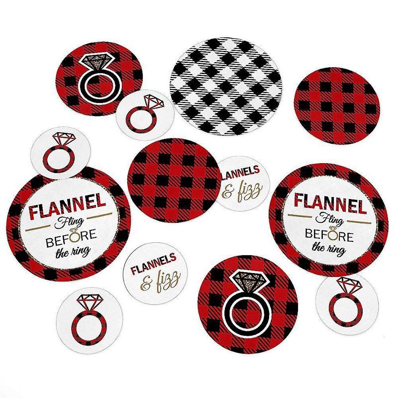 Big Dot of Happiness Flannel Fling Before the Ring - Buffalo Plaid Party Giant Circle Confetti - Bachelorette Party Décor - Large Confetti 27 Count, 1 of 8